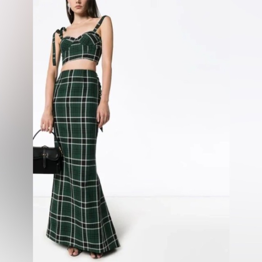 NWT Rosie Assoulin Dark Green
Scottish Plaid Twill Bustier size 10